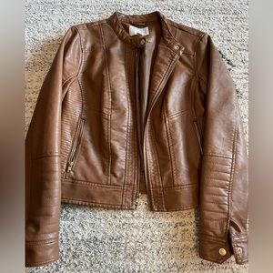 Super cute brown pleather moto jacket *not real leather*